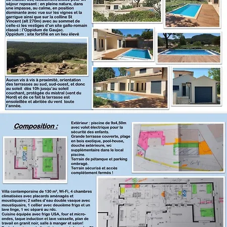 Provence, Uzes, Climatisee 8 Pers Avec Piscine Privee